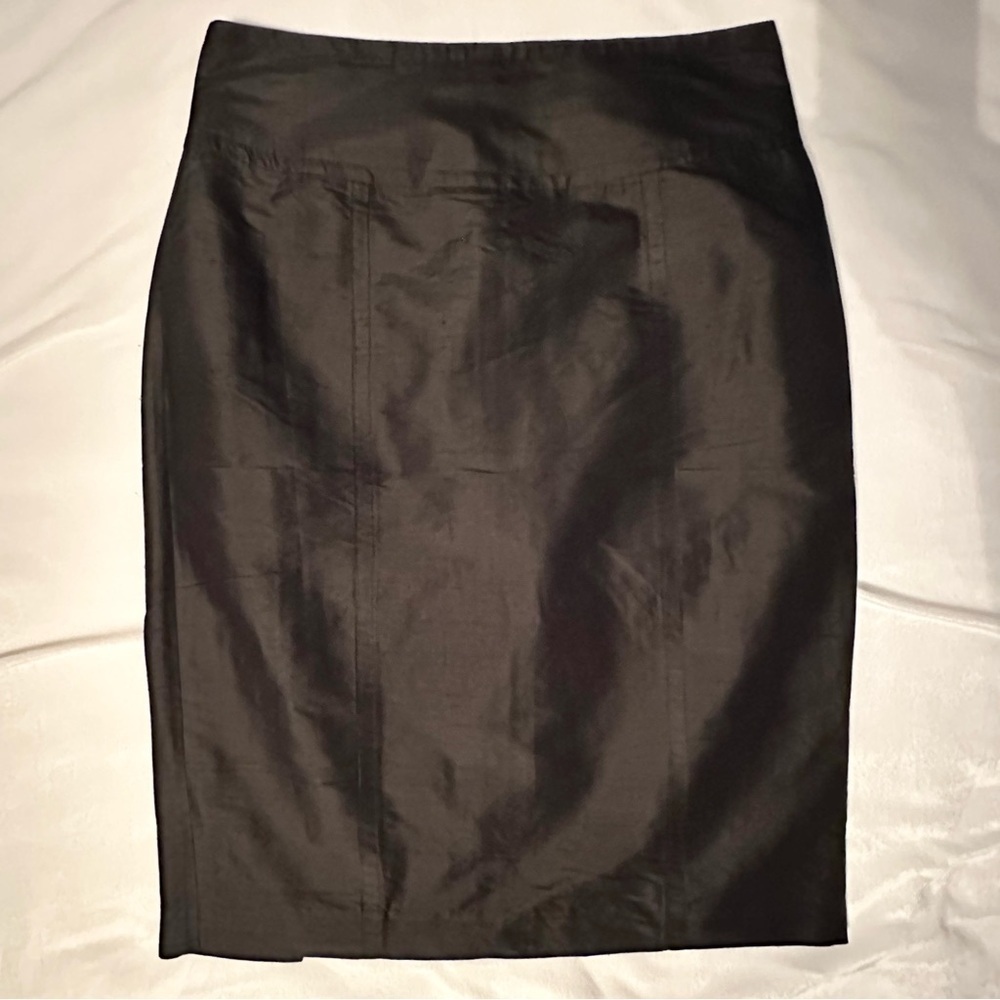Magaschoni Collection 100% Silk Pencil Black Mini Skirt 12 Work Office Fitted